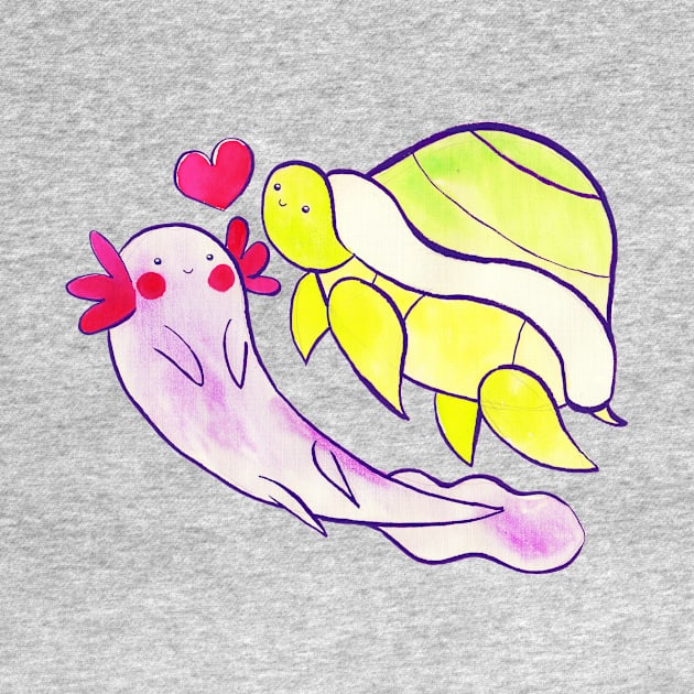 Turtle Axolotl Love by saradaboru